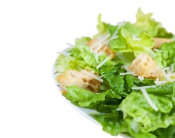 A simple Caesar salad with shallow depth of field.  Clipping path.