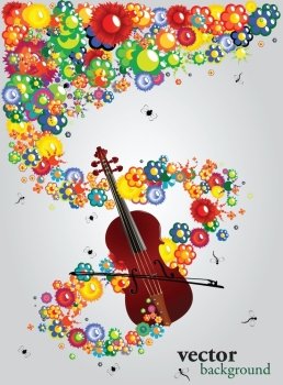 Background texture with floral motif and violin