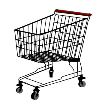 Shopping trolley silhouette, isolatd object over white background