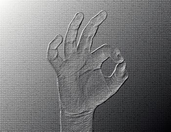 All-Fine Hand - Silver / Metalic hand gesture artwork.