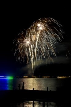 beautiful fireworks display at Wannsee in Flammen in Berlin