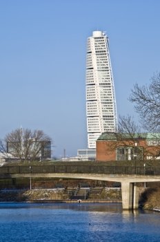 modern skyscraper called Turning Torso in Malmoe