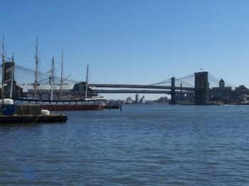 view of the Brooklyn Bridge in New York City