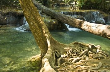 part of the waterfalls in the Erawan National Park