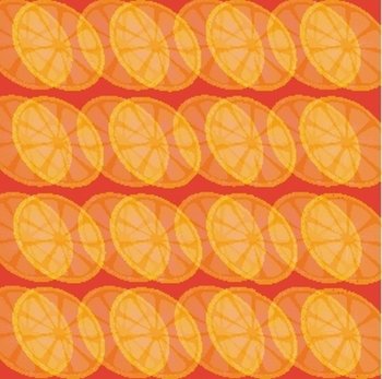 lemon slices on red background