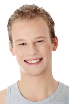 Portrait of the young happy smiling man isolated on a white background 