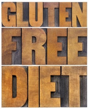 gluten free diet word abstract - isolated text in letterpress wood type