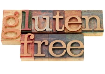 gluten free diet concept - isolated words in vintage wood letterpress printing blocks
