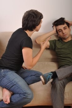angry sister arguing with his younger grown-up brother (lessons from older people)
