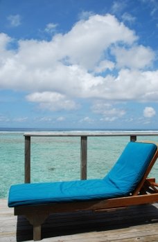 gorgeous clouscape and seascape at a Maldivian resort hotel balcony