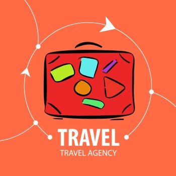 vector logo Orange suitcase for travel