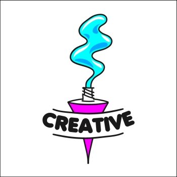 vector logo tube of paint for creativity