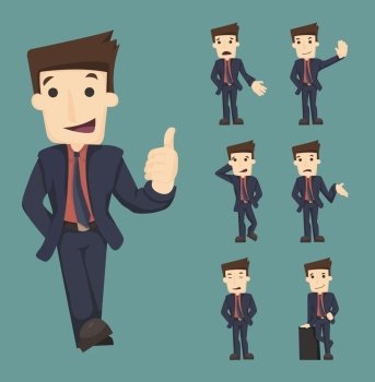 Set of businessman characters poses , eps10 vector format
