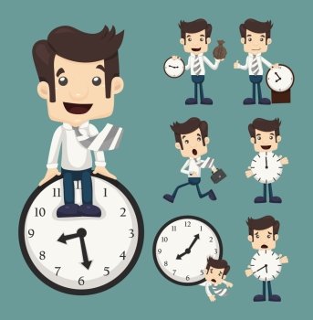 Set of businessman and clock , eps10 vector format