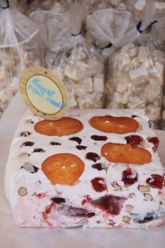 Nougat at a market stall in the Provence, France