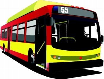 Red city bus. Coach. Vector illustration