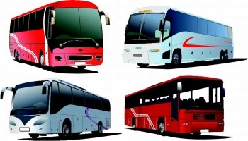 Four city buses. Coach. Vector illustration