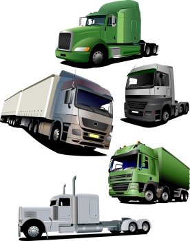 Vector illustration of five  trucks