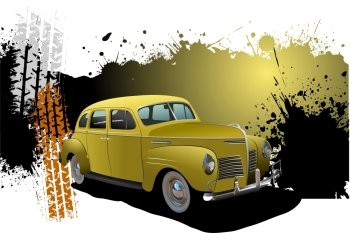 Grunge Banner with rarity car image. Vector illustration