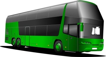 Green tourist bus . Vector illustration