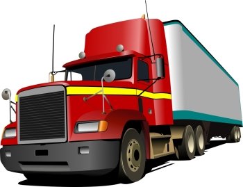 Vector illustration of red truck. Lorry
