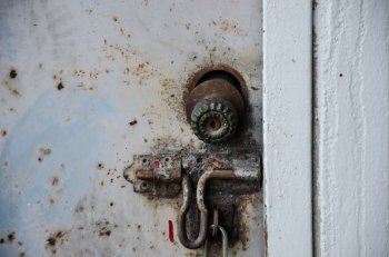 close up of metal lock  door for safety