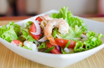 shrimp and mix vegetable  spicy salad   , asian cuisine