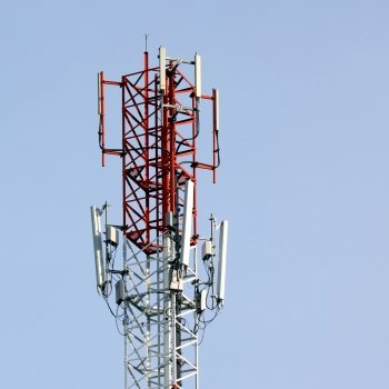 Telecommunications tower with beautiful sky