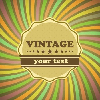 Vintage label on sunrays background, stock vector