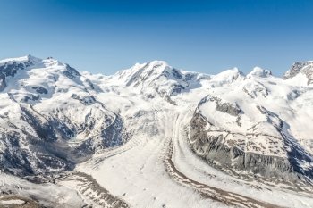 Snow Mountain Range Landscape with Blue Sky, Alps, Switzerland