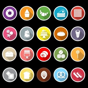 Variety bakery flat icons with long shadow, stock vector