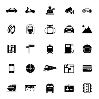 Land transport related icons on white background, stock vector