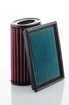 Air filters on white background. Vehicle Modification Accessories.