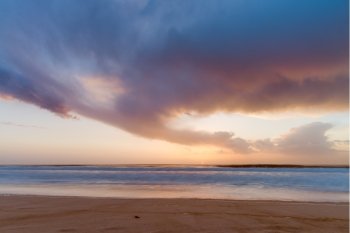 Sunset from the beach at Praia do Furadouro, Ovar, Portugal.