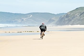Biker at the beach