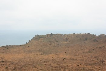 crater with blue sea on Jeju Island South Korea