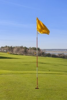 golf flag in the 18th hole
