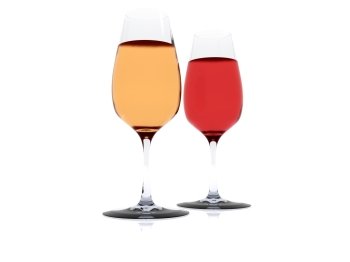 wine in two wineglasses. 3d
