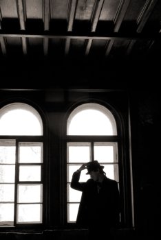 silhouette in front of the window