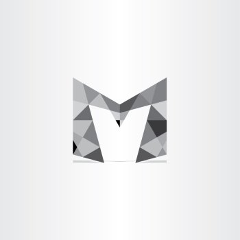 black letter m polygon grayscale icon