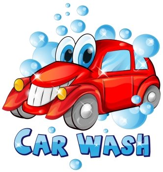 car wash cartoon isolated on white background