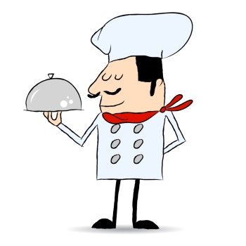  Chief chef cook in kitchen luxury restaurant in uniform illustration