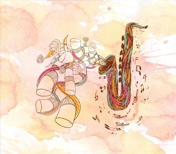 watercolor Jazz Saxophone