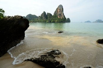 The Hat Railay Leh Beach at Railay near Ao Nang outside of the City of Krabi on the Andaman Sea in the south of Thailand. . THAILAND