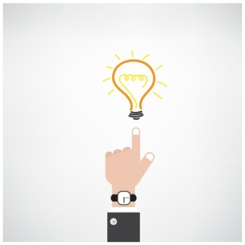 businessman hand with doodle light bulb sign ,design for poster flyer cover brochure,education concept ,business idea .vector illustration