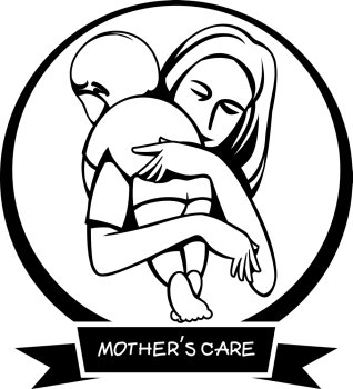 Silhouette icon sign a mother’s care, illustration by vector design EPS10.