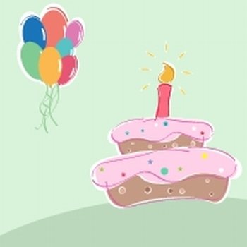 illustration of vector birthday with cakes candles and balloons