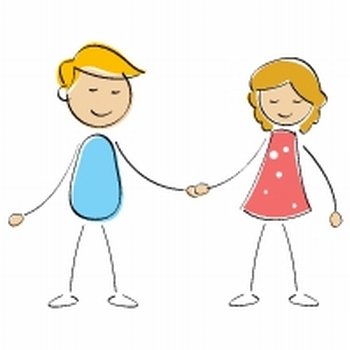 illustration of vector boy and girl holdoing hands on an isolated background
