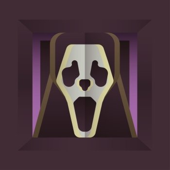 Fearful Halloween Character: Screaming Skull. Flat Style Design.
