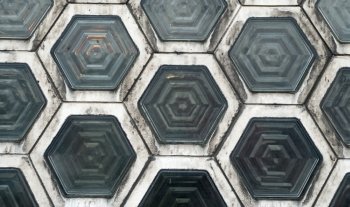 Hexagon Shaped Window Blocks Interlocking Wall Pattern